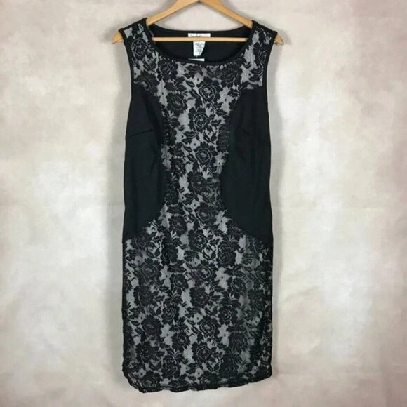Love Squared Plus Size Black Lace-Panel Dress NWT 1X - Picture 2 of 11